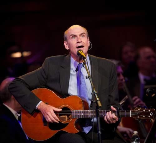 Michael Mangum  |  Special to the Tribune

James Taylor performs at the O.C. Tanner Gift of Music Gala Concert featuring the Utah Symphony and the Mormon Tabernacle Choir at the LDS Conference Center on Friday, September 6, 2013.