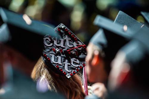 Chris Detrick  |  The Salt Lake Tribune
University of Utah graduates listen during the annual Commencement at the Huntsman Center Thursday May 5, 2016.