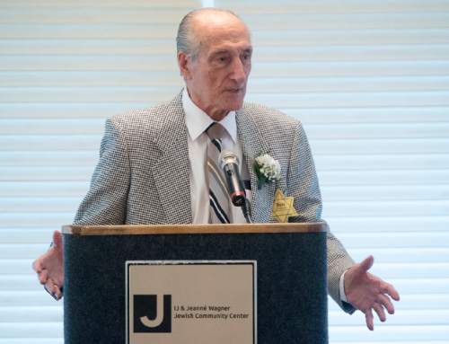 Rick Egan  |  The Salt Lake Tribune

Holocaust survivor, Jerry Meents, speaks about the destruction of the Dutch Jews at the Utah Holocaust Memorial Commemoration at the Jewish Community Center, Thursday, May 5, 2016.