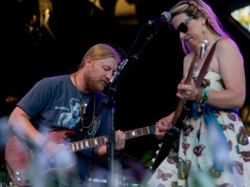 Steve Griffin  |  The Salt Lake Tribune


Husband-and-wife Derek Trucks and Susan Tedeschi jam together during the Tedeschi Trucks Band show at the Red Butte Garden Concert Series in Salt Lake City, Utah Tuesday, July 22, 2014.
