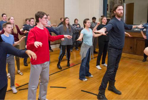 Rick Egan  |  The Salt Lake Tribune

Choreographer David Ogle (right) helps members of the Utah Youth Symphony Orchestra and Utah Youth Philharmonic as they  prepare for an unusual piece called "HandsFree," an intricate body-percussion piece by British composer Anna Meredith. This will be the U.S. premiere of the work.