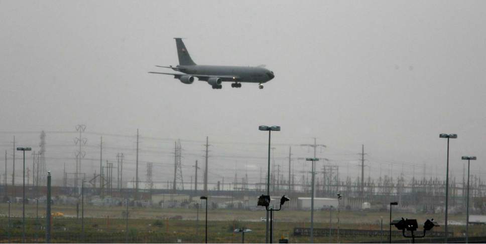 A KC-135 refueling plane lands at Salt Lake International airport on June 6, 2007. Trent Nelson/The Salt Lake Tribune