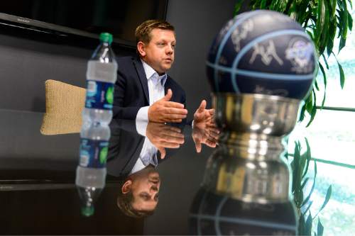 Trent Nelson  |  The Salt Lake Tribune
Steve Starks got his start in business shadowing Larry H. Miller, now the Weber County man is in charge of Miller's sports and entertainment empire. Starks was photographed at EnergySolutions Arena on Thursday June 4, 2015.
