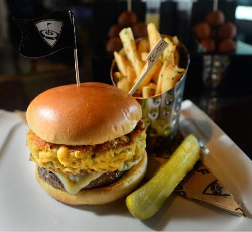Steve Griffin | The Salt Lake Tribune

The Mac Daddy Burger at TopGolf in Midvale.