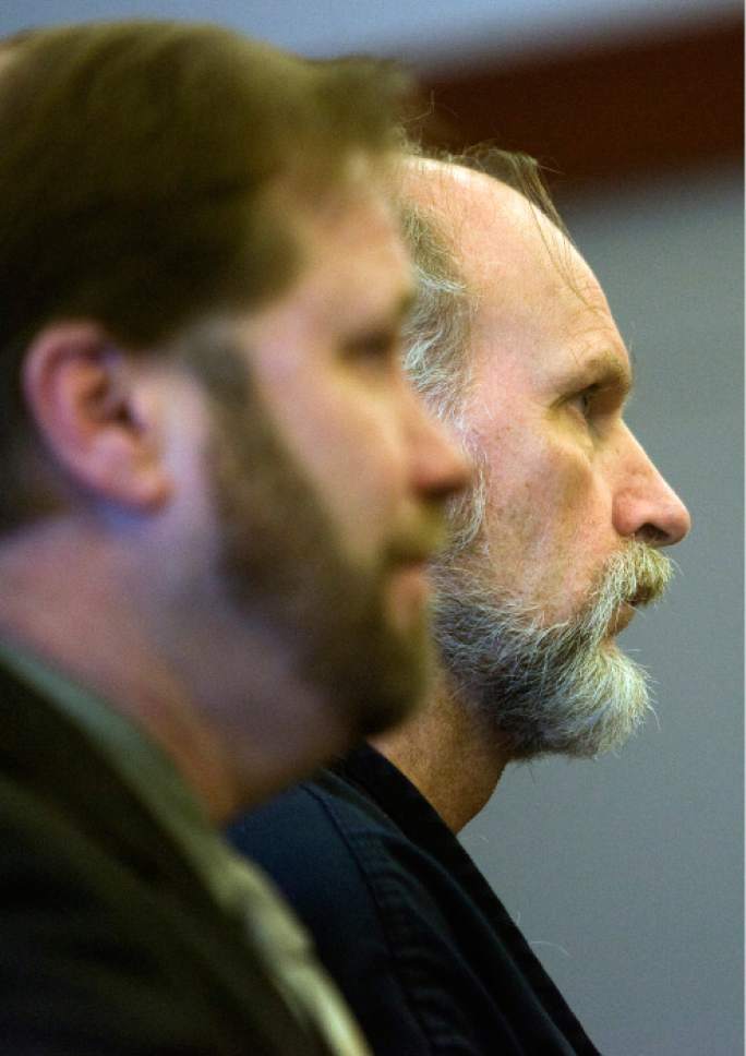 Al Hartmann  |  Salt Lake Tribune

Sherman Lynch, right, stands with his defense attorney Robin Ljungberg, left, in Judge William Barret's courtroom for a preliminary hearing Friday December 21, 2007.  He is charged with murder and obstucting justice for the hit-and-run of his wife, 64-year-old Patricia Rothermich.