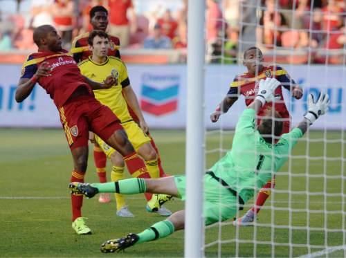 Steve Griffin  |  The Salt Lake Tribune


Columbus Crew goalkeeper Steve Clark (1) dives to the ball knocking away a shot from Real Salt Lake forward Joao Plata (8) during the RSL versus Columbus Crew soccer match at Rio Tinto Stadium in Sandy, Saturday, June 27, 2015.