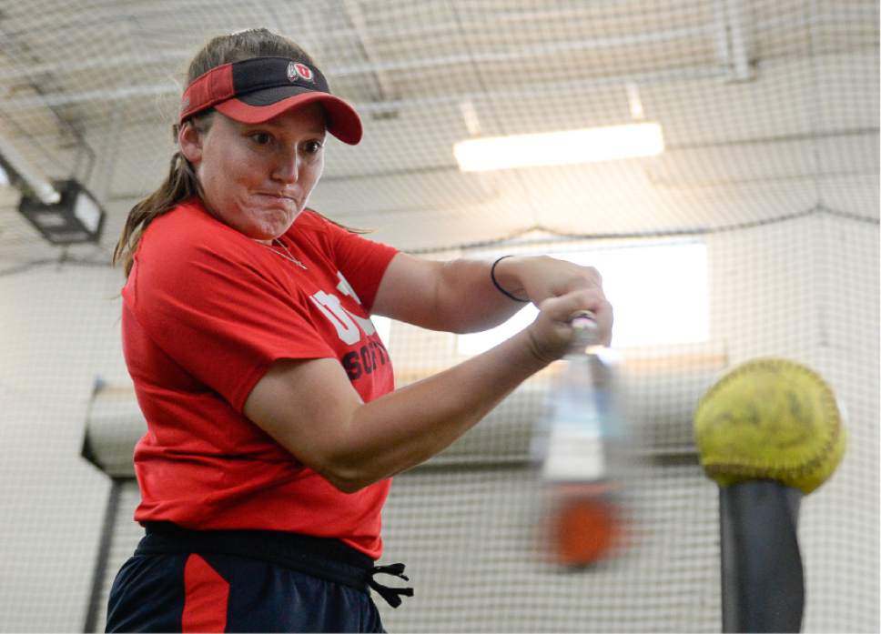 Francisco Kjolseth | The Salt Lake Tribune
Utah softball second baseman Hannah Flippen works on her hits in the batting cages on Tuesday. The team is heading out of town to battle Florida State this weekend in the final 16. The team had a season-long goal to make it to Super Regionals. Now they're here for the first time since 1994.