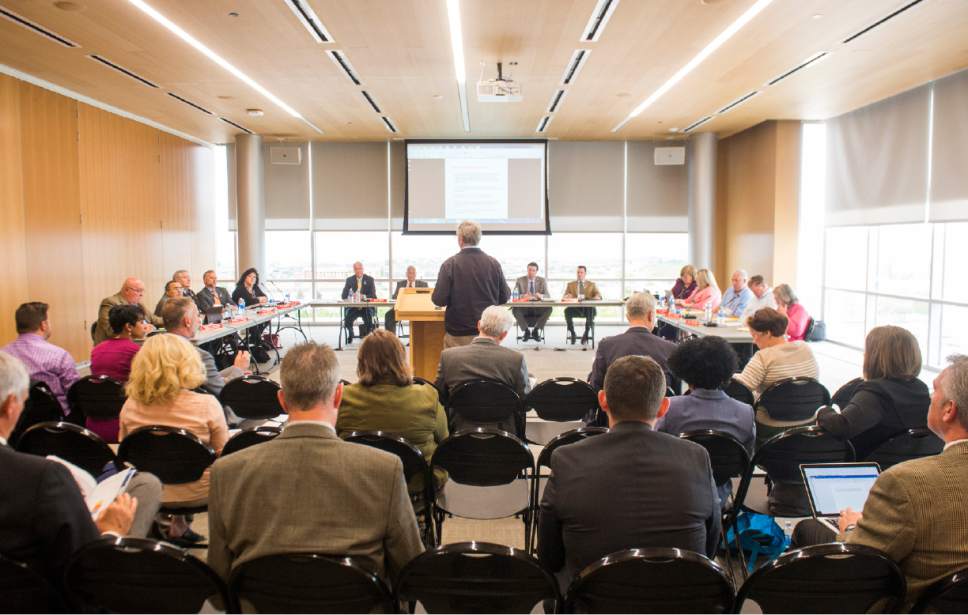 Rick Egan  |  Tribune file photo
The Utah Transit Authority board meets at Utah Valley University in May. The board held a five-hour committee meeting on Wednesday that included talk about inproving credibility and transparency.