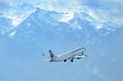 Scott Sommerdorf   |  The Salt Lake Tribune  
Air Canada's inaugural flight from Salt Lake City to Toronto departs on Saturday.