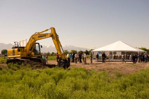 Rick Egan  |  The Salt Lake Tribune

Crowds gather for the ceremonial groundbreaking for the new Westpointe Career and Technical Education Center, Wednesday, June 1, 2016.