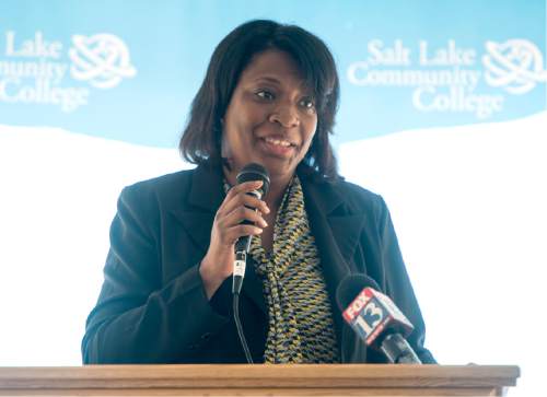 Rick Egan  |  The Salt Lake Tribune


Utah State Representative Sandra Hollins says a few words at the ceremonial groundbreaking for the new Westpointe Career and Technical Education Center, Wednesday, June 1, 2016.