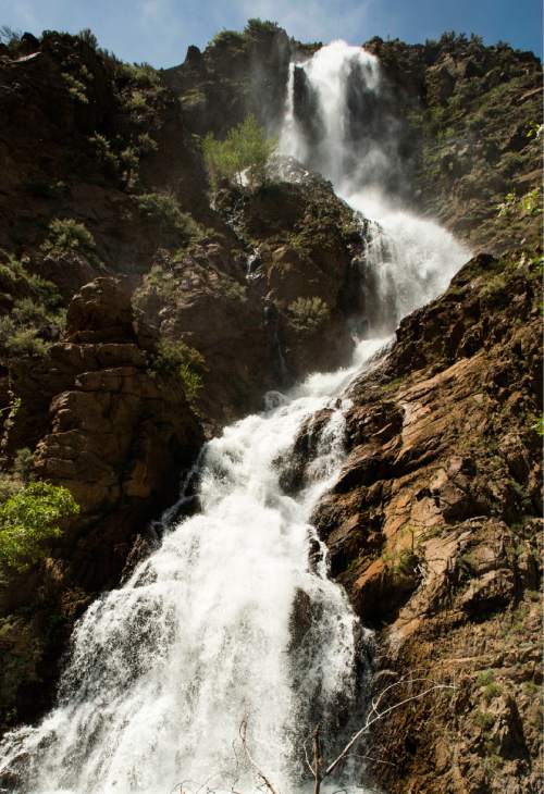 Rick Egan  |  The Salt Lake Tribune

A waterfall flows down the north side of Ogden Canyon. According to the U.S. Drought Monitor, the drought in Utah is over. Thursday, June 2, 2016.