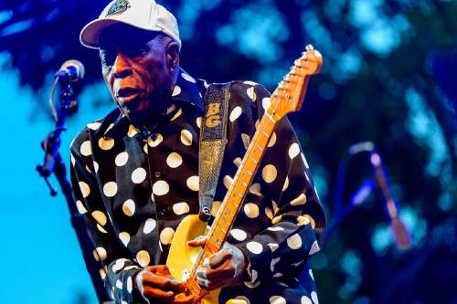 Trent Nelson  |  The Salt Lake Tribune
Legendary guitarist and singer Buddy Guy co-headlines a sold-out show at Red Butte Garden Amphitheatre in Salt Lake City, Wednesday June 1, 2016.