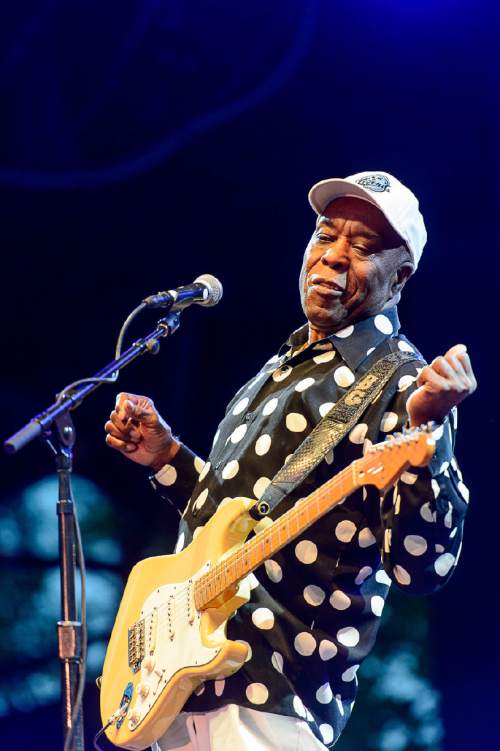 Trent Nelson  |  The Salt Lake Tribune
Legendary guitarist and singer Buddy Guy co-headlines a sold-out show at Red Butte Garden Amphitheatre in Salt Lake City, Wednesday June 1, 2016.