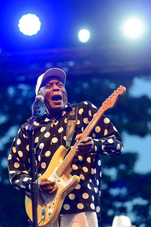 Trent Nelson  |  The Salt Lake Tribune
Legendary guitarist and singer Buddy Guy co-headlines a sold-out show at Red Butte Garden Amphitheatre in Salt Lake City, Wednesday June 1, 2016.
