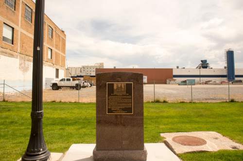 Rick Egan  |  The Salt Lake Tribune

The Hellenic Cultural Association monument placed a plaque at the site of the original Holy Trinity Church, which was located at 439 W. 400 South and was built in 1905, 111 years ago. Monday, June 6, 2016.