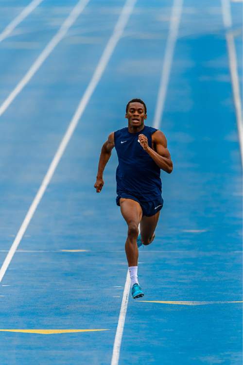 Trent Nelson  |  The Salt Lake Tribune
BYU track star Shaquille Walker works out in Provo, Wednesday April 22, 2015.