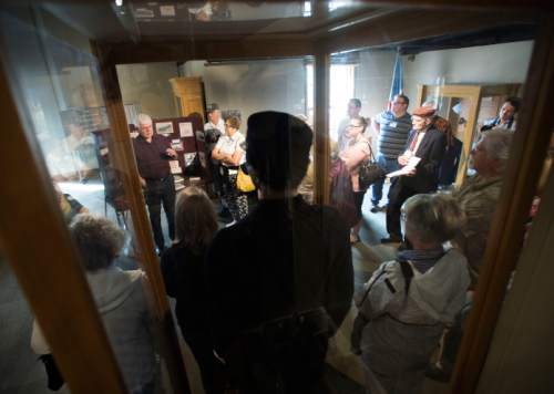 Steve Griffin / The Salt Lake Tribune
Tour members stand a replica of a member of the 24th Infantry at the Fort Douglas Military Museum as they learn about African-Americans in Utah's history during a tour in conjunction with the Mormon History Association conference in Salt Lake City on Thursday, June 9, 2016. The 24th was an entirely African-American regiment  whose members were part of the famed Buffalo Soldiers.