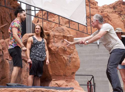 Lynn R. Johnson  |  Special to The Salt Lake Tribune


Ernie Pruneda (Terk), left, and Scott Mulligan (Tarzan) go over a scene with director Bill Burns during a May 20 rehearsal of "Tarzan," which opens June 3 at the Tuacahn Amphitheater in Ivins.