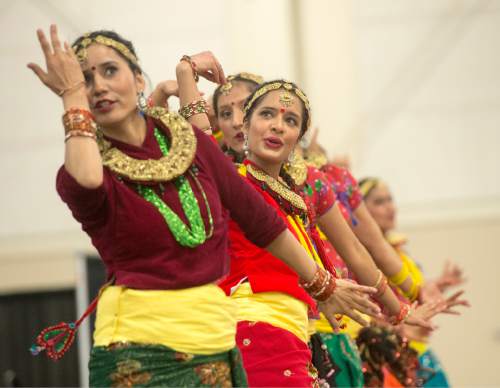Rick Egan  |  The Salt Lake Tribune
The Nepalese dance group performs at the Utah Asian Festival, at the South Towne Exposition Center on Saturday.