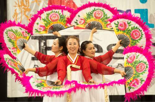 Rick Egan  |  The Salt Lake Tribune

The Arirang dance group from Korea, performs at the Utah Asian Festival, at the South Towne Exposition Center, Saturday, June 11, 2016.