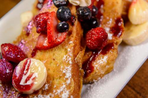 Trent Nelson  |  The Salt Lake Tribune
Brioche French toast at Angel Cafe, a new breakfast and lunch spot in Cottonwood Heights, Friday June 10, 2016.