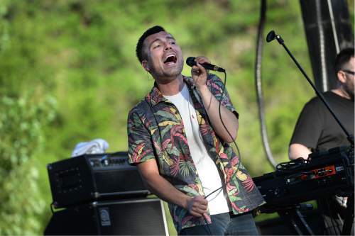 Scott Sommerdorf   |  The Salt Lake Tribune  
"Young Empires" from Canada performs Friday, June 8, on the Bonanza Stage at Bonanza Campout at Rivers Edge Resort in Heber. The inaugural two-day music and camping festival featured more than 30 live performances on two stages.