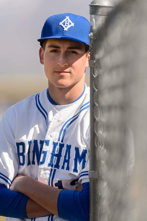 Trent Nelson  |  The Salt Lake Tribune
As arguably the best all-around baseball player in the state, Bingham's Sean Keating, who is signed to play at Arizona State, is looking to help the Miners return to the state championship, but finish the job this time after falling one game short of the title in 2015. Keating was photographed at practice in South Jordan, Thursday March 10, 2016.
