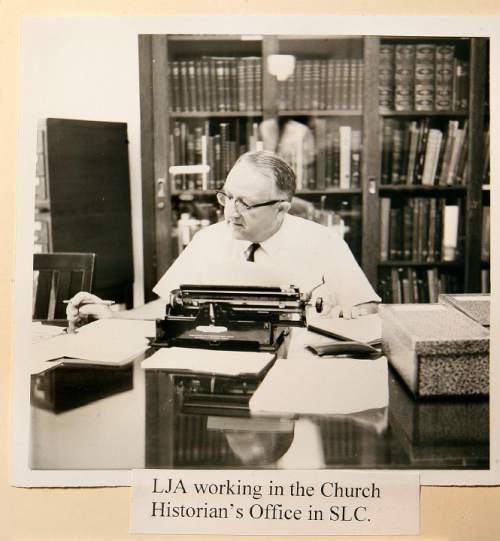 Scott Sommerdorf  l  The Salt Lake Tribune
A photo from the papers of Leonard J. Arrington shows him working in the Church Historian's Office in Salt lake City.