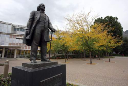 Francisco Kjolseth  |  Tribune file photo
A statue of Brigham Young on the University campus that bears his name in Provo, Utah.