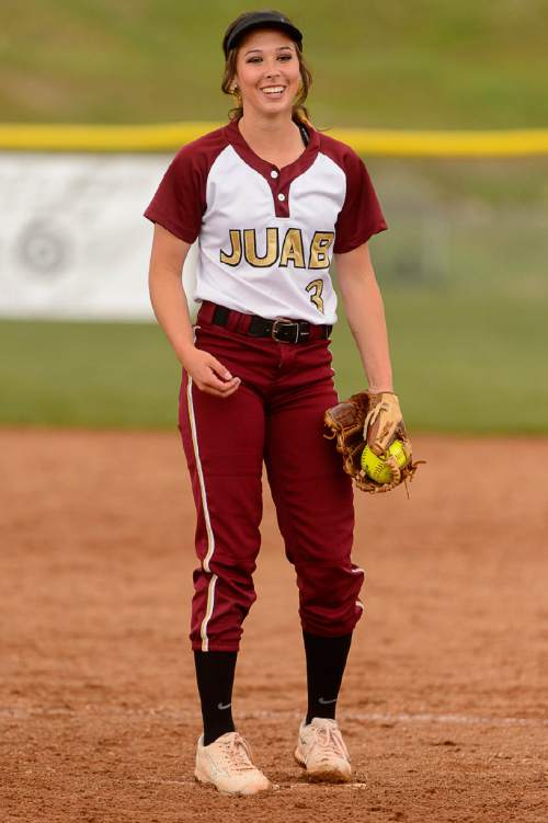 Trent Nelson  |  The Salt Lake Tribune
Juab's Taylei Williams leads the state in home runs and is one of the top pitchers in the 3A classification for the top-ranked Wasps, too. Nephi, Thursday April 28, 2016.