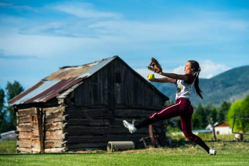 Chris Detrick  |  The Salt Lake Tribune
Juab's Taylei Williams practices pitching at her home in Mona Tuesday June 7, 2016. Williams has been named The Tribune's 2016 softball Player of the Year after leading the Wasps to their runner-up finish.
