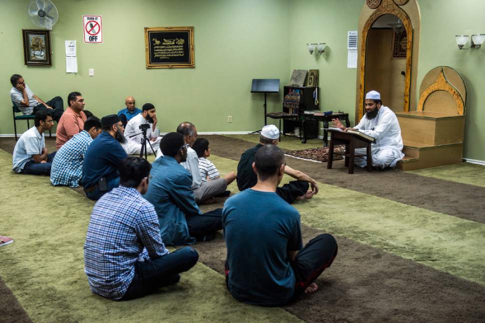 Chris Detrick  |  The Salt Lake Tribune
Imam Shuaib Din leads study about fasting at the Utah Islamic Center in Sandy Friday June 3, 2016.