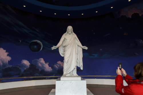 Trent Nelson  |  The Salt Lake Tribune
The Christus, a statue of Jesus Christ on display at The Church of Jesus Christ of Latter-day Saints' Temple Square.
