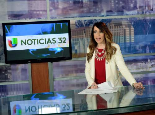 Al Hartmann  |  The Salt Lake Tribune 
Univision Salt Lake City news director and anchorwoman Irene Caso presents the 5 p.m. "Noticias 32 Salt Lake City" newscast. Census data show that Latinos just passed a key milestone: more than 400,000 now live in the state.