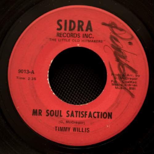Jeremy Harmon  |  The Salt Lake Tribune

"Mr. Soul Satisfaction" by Timmy Willis was released on Detroit's tiny Sidra label in late 1967. Records on this label have become highly collectable due to their rarity and the quality of the music.