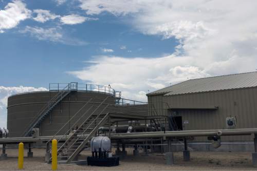 |  Tribune File Photo

A waste water treatment plant owned by Newfield Exploration Company in Monument Butte near Roosevelt, Utah on August 9, 2012. The company uses the plant to treat the water used in their oil drilling operations.