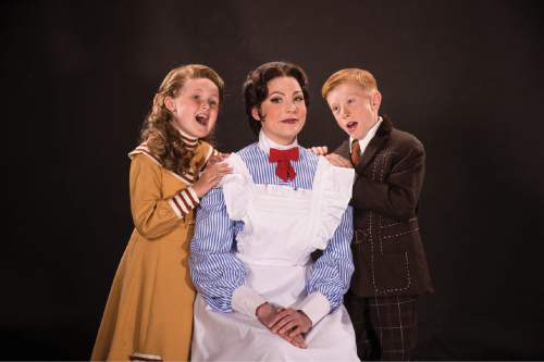 Mila Belle Howells (left) as Jane Banks, Elizabeth Broadhurst as Mary Poppins, and Andrew Barrick as Michael Banks and in the Utah Shakespeare Festival's 2016 production of "Mary Poppins." Courtesy  |  Karl Hugh, Utah Shakespeare Festival