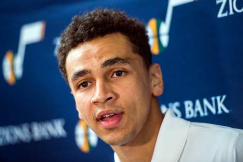 Chris Detrick  |  The Salt Lake Tribune
Utah Jazz rookie Tyrone Wallace participates in a press conference at Vivint Smart Home Arena Wednesday June 29, 2016.