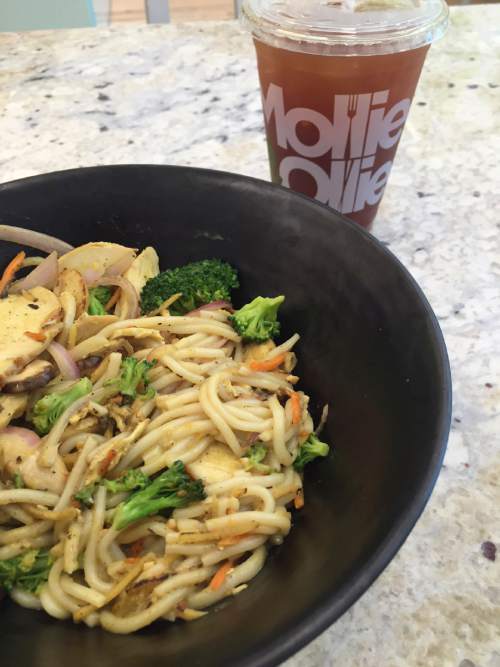Kathy Stephenson  |  The Salt Lake Tribune

The curry stir fry with noodles from Mollie & Ollie, which specializes in bowls with healthy meats, grains and vegetables.