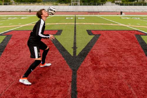 Trent Nelson  |  The Salt Lake Tribune
Viewmont junior Drake Cook has been named The Tribune's 2016 boys' soccer Player of the Year after leading the Vikings to the Class 5A state championship for the first time since 1995.
Bountiful, Saturday June 11, 2016.