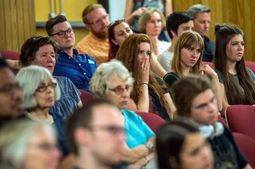 Chris Detrick  |  The Salt Lake Tribune
Audience members listen during a town hall discussion 'Confronting Rape Culture on Utah Campuses' at The Leonardo Thursday June 30, 2016.