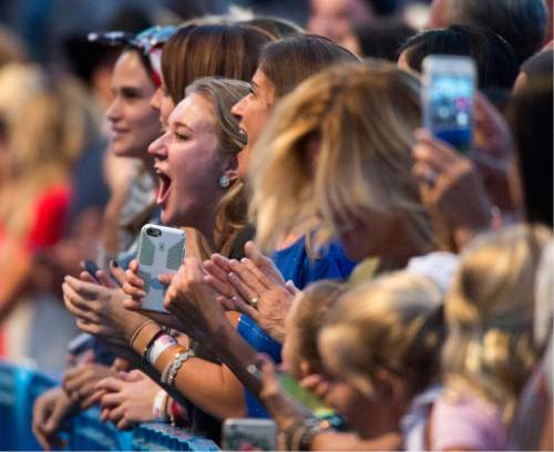 Rick Egan  |  The Salt Lake Tribune

Fans cheer for Tim McGraw as he performs at LaVell Edwards Stadium during the 36th annual Stadium of Fire in Provo, Saturday, July 2, 2016.