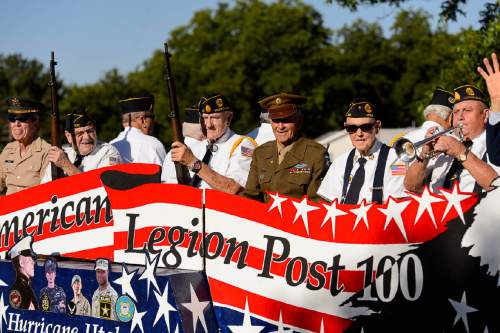 Trent Nelson  |  The Salt Lake Tribune
Veterans from American Legion Post 100 in the Freedom Parade in Hurricane, Monday July 4, 2016.