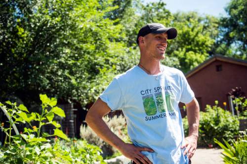 Chris Detrick  |  The Salt Lake Tribune
Mike Lynch talks about the Grateful Tomato Garden during a 2015 Tour. Wasatch Community Gardens has acquired a special property easement for its property at 800 South and 600 East in Salt Lake City, which will  permanently protect the land for agricultural use.