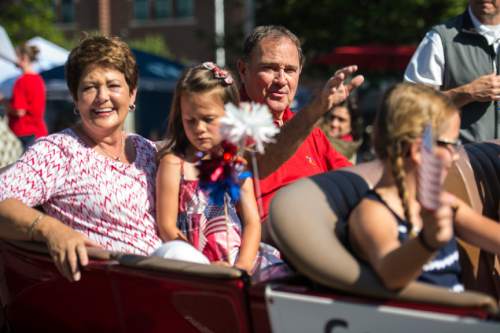 Chris Detrick  |  The Salt Lake Tribune
Governor Gary Herbert and his wife Jeanette participate in  the annual Freedom Festival Grand Parade in downtown Provo Monday July 4, 2016.