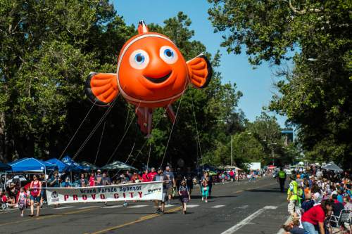 Chris Detrick  |  The Salt Lake Tribune
The Finding Nemo balloon during the annual Freedom Festival Grand Parade in downtown Provo Monday July 4, 2016.