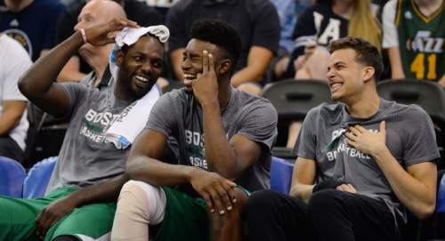 Steve Griffin / The Salt Lake Tribune

The Boston bench laughs together during the Jazz versus Celtics summer league game at the Vivint Smart Home Arena in Salt Lake City Tuesday July 5, 2016.