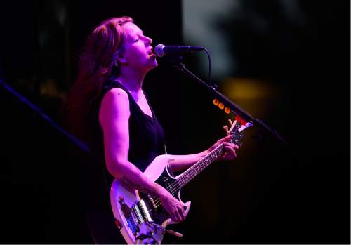 Scott Sommerdorf   |  The Salt Lake Tribune  
Neko Case sings as the indie-folk collaboration collectively known as case/lang/veirs, performs at Red Butte Garden Amphitheatre, Friday, July 8, 2016. The trio, avant-rock singer Neko Case, alt-country pioneer k.d. lang and folk artist Laura Veirs, are touring this summer in support of their self-titled album released in mid-June. Loch Lomond opened the show.