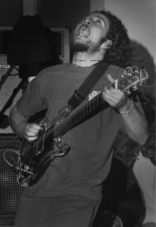 Rick Egan  |  The Salt Lake Tribune

Gentry Densely, of Iceburn, performs at The Pompador, 1991.